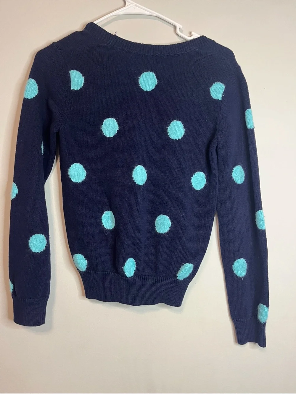 Gap girls  Navy Polka Dot V-Neck Cardigan Sweater - Aqua Spots xl 12